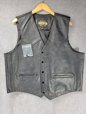 Men's Concealed Carry Black Leather Vest  Guide Gear Size Large Motorcycle Biker • $45