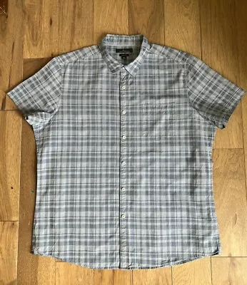 Marc Anthony Mens Blue Luxury Soft Slim Fit Short Sleeve Button-Down Shirt XL • $15.99