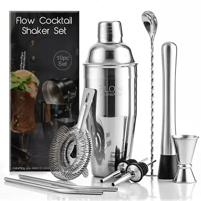 £17.95 • Buy 10pc Cocktail Shaker Set Cocktail Making Set With Bar Tools & Recipes