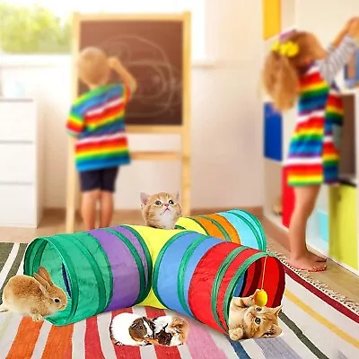 Foldable Rainbow Tunnel Tube Pet Cat Tunnel Rabbit Pop UpPuppy Kitten Play Toy • £7.99