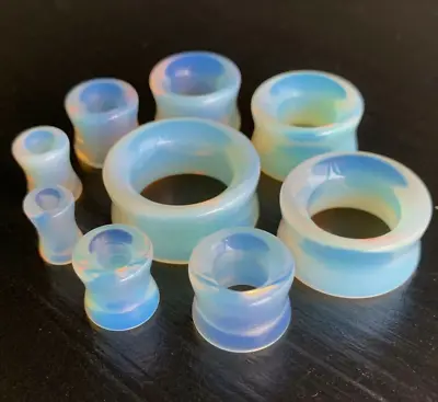 PAIR Opalite Tunnels Double Flare Plugs Earlets Gauges Opalescent Stone • $12.95