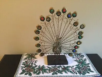 Vintage Metal Peacock With Stones & Intricate Wiring On Sturdy Metal Base • $7.95