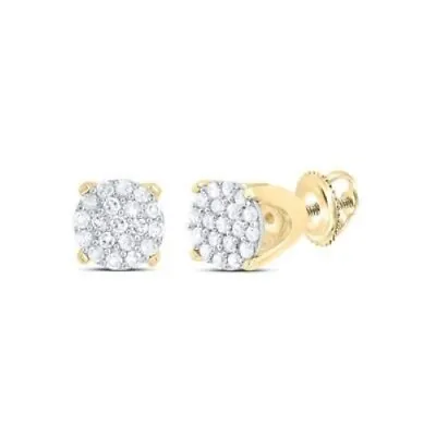 Brand NEW! Micro Pave Diamond Earrings 0.20 Carat T.W. 10K Yellow Go (D01069122) • $199.99