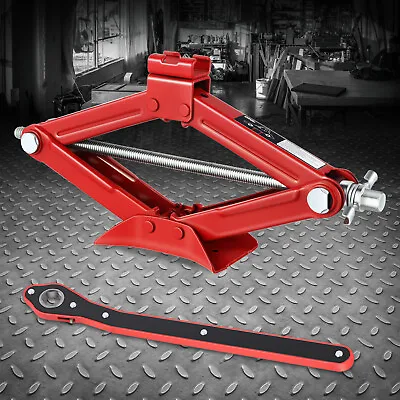 Labor-Saving 1.5 Ton Scissor Lift Jack Car Repair Tool Kit W/ Ratchet Wrench Red • $29.99