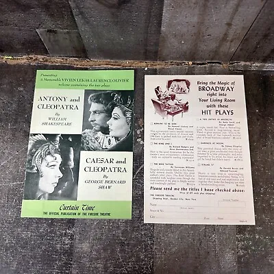 Curtain Time Fireside Theatre  Brochure Antony Cleopatra Caesar Shakespeare Ad • $24.99