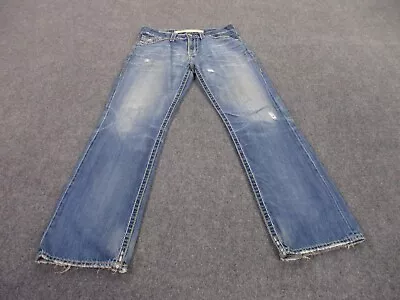 Big Star Jeans Adult 33 Blue Denim Faded Distressed Bootcut Pioneer Outdoor Mens • $24.95