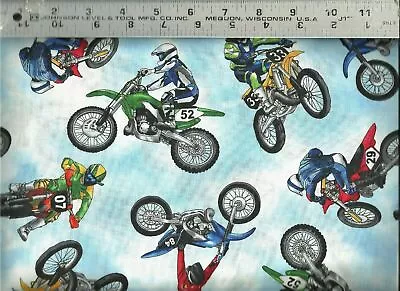 Timeless Treasures ~ Motocross Dirt Bikes Riders ~ 100% Cotton Quilt Fabric BTY • $15.99