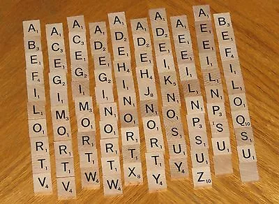 Original Vintage Scrabble Game Parts - 100 Wood Letter Tiles - Complete Set  • $12.94