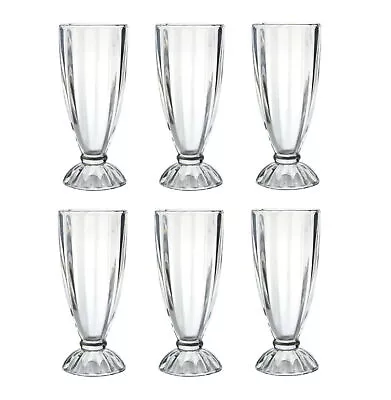 6x Milkshake Glasses Knickerbocker Glory Dessert Ice Cream Sundae American 340ml • £19.99