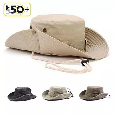 UPF 50+ Sun Hat Bucket Cargo Safari Bush Boonie Summer Fishing Hat Mens Woman's • £5.42