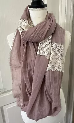 Unbranded Purple And Ivory Lace Boho Cottagecore Infinity Scarf  Pre-owned • $5.99