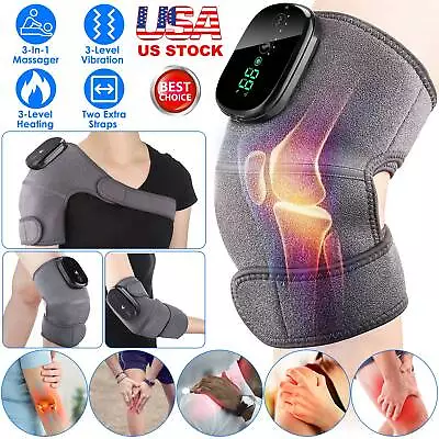 Heated Knee Massager 3-In-1 Shoulder Heating Pads Elbow Brace Knee Pain Relief • $38.41