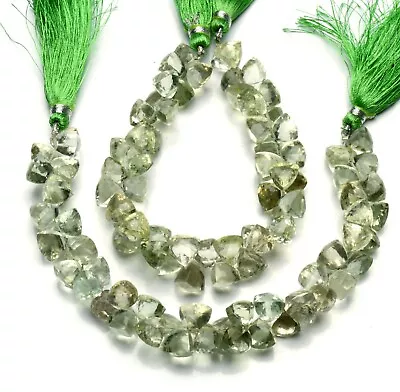 Natural Gem Green Amethyst Prasiolite 8.5mm Size Faceted 3D Trillion Beads 7.5  • $36