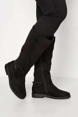 Yours Curve  Suede Knee High Chain Detain Boots • £54.99