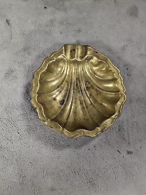 Vintage Art Deco Solid Brass Metal Cast Seashell Clam Candy Coin Dish 4  • $24.98