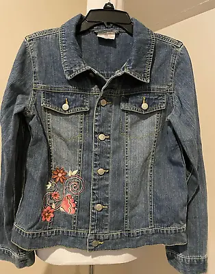 HANNA ANDERSSON Kids Girls Embroidered Denim Jacket Coat - Sz 150 12 • $19.57