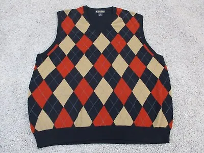 Brooks Brothers Argyle Sweater Vest Mens Italian Merino Wool Navy Red Beige EUC • $26.49