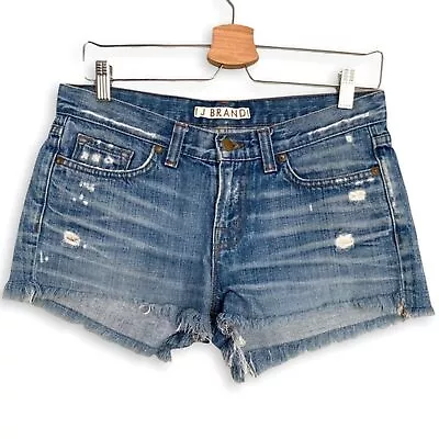 J Brand Jean Shorts 25 Womens Distressed High Rise Cut Off Denim Blue Wash • $13.93