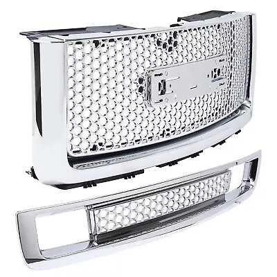 $139.92 • Buy New Body Style Front Bumper Upper Grill + Lower Grille For 07-13 GMC Sierra 1500