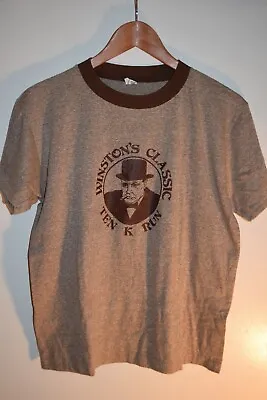 Winston Churchill Vtg 70s Single Stitch Running T Shirt No. 10 Downing St. • $8