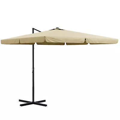 Outsunny 3(m)Garden Parasol Patio Umbrella W/ Crank Handle And Tilt Khaki • £96.99