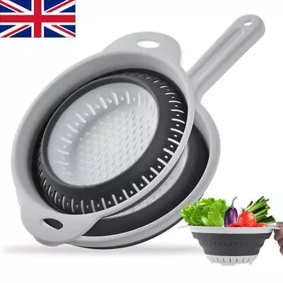 Collapsible Colander Kitchen Drainer Washing Vegetable Food Strainer Basket UK • £5.39