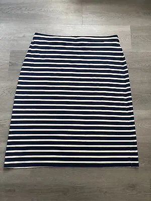 Seasalt Sailor Skirt Nautical Navy Ivory Striped Jersey Elastic Waist - Size 20 • £18.99