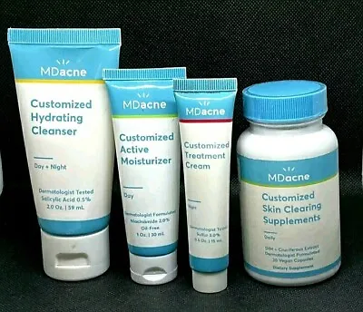 $26.99 • Buy MDacne MD Acne Treatment Kit Customized Cleanser-Moisturizer-Cream & Supplement