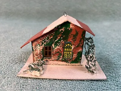 Vintage 1950’s Christmas Putz Cardboard Mica Glitter House Japan • $11.50