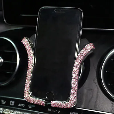 Universal Car Phone Holder With Bing Crystal Rhinestone Auto Air Vent Mount Clip • $14.22