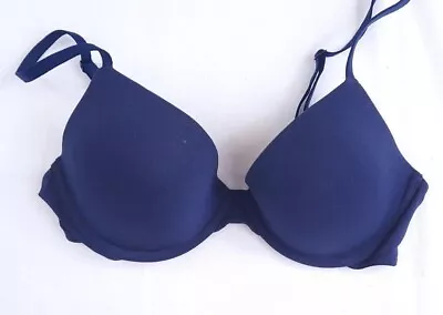 New Ex M&S Underwired Padded Plunge T-Shirt Bra 34-40 B-E Navy Pink Blue • £7.99