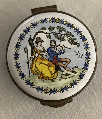 $29.25 • Buy Vintage Crummles Enamel Trinket Box With Courting Couple 
