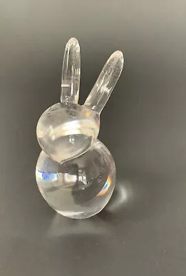 Rabbit Bunny Figurine HADELAND Glasswerk Norway Art Glass Crystal Paperweight • $12.95