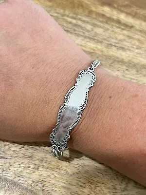 Sterling Silver T FOREE Bracelet Engravable Ornate Filigree ID Tag 7.75” Ladies • $89.99