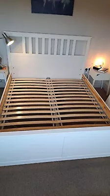 Ikea HEMNES Double Bed Frame White - Very Good Condition • £75