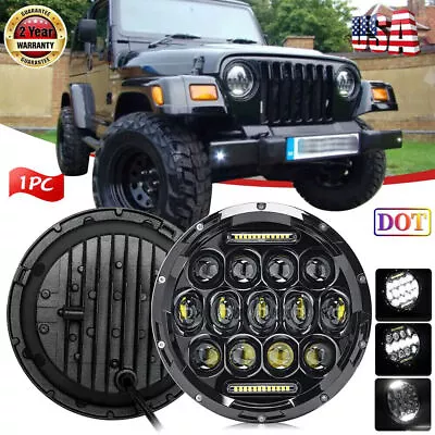 7 Inch Round LED Headlight Halo Angle Eyes For Jeep Wrangler JK LJ TJ 1997-2017 • $21.99