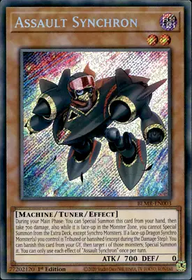 ASSAULT SYNCHRON SECRET RARE BLMR-EN003 1ST ED Yugioh • £3.39