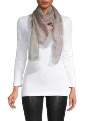 $344.49 • Buy NWT Alexander McQueen Muted Skull Silk Chiffon Scarf Gray/Pink Italy 41 W X 47 L