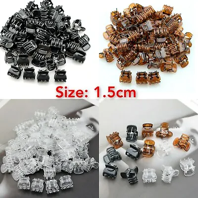 Hair Claw Clips Clamps Small 1.5CM Plastic Black Brown White Hair Clips Grips UK • £3.79