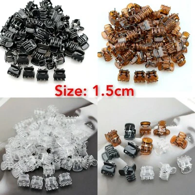 Hair Claw Clips Clamps Small 1.5CM Plastic Black Brown White Hair Clips Grips UK • £2.98