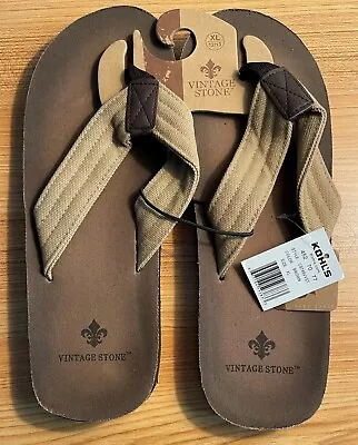 Men's Vintage Stone Flip-flops Size Xl (12-13) Color Brown New • $25