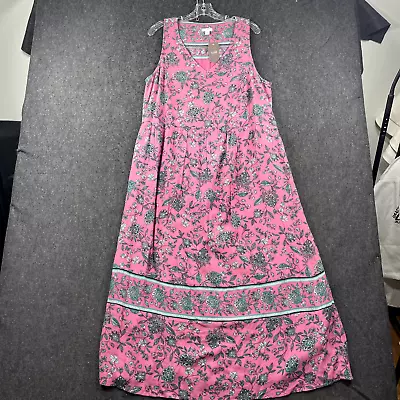 J. Jill Dress Women's Large Pink Blue Botanical Floral Gauzy Tank Maxi • $39.99