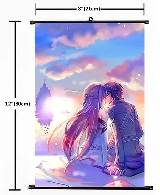 Anime Sword Art Online Kirito Asuna Wall Poster Scroll Home Decor Cosplay 2217 • $5.12