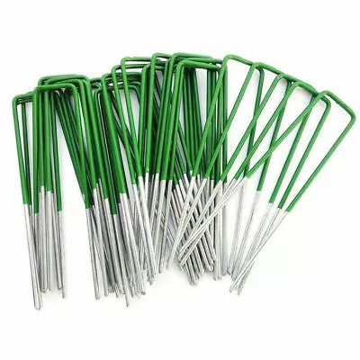 Artificial Grass Pegs Half Green U Pins Galvanised Steel Pegs Membrane Fabric UK • £0.99