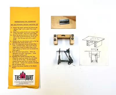 Dollhouse Miniature Sewing Machine Kit Table Scale 1:12 Wood Metal Vintage • $14.95