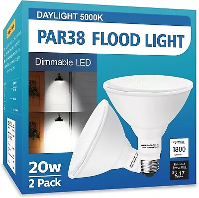 PAR38 LED Outdoor Flood Light Bulbs 2 Pack，Dimmable 20W(200W Equivalent) E26 Bas • $26.46