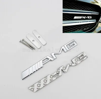 Metal AMG Front Grill Badge Emblem Chrome Silver For Mercedes Benz AU • $18.04