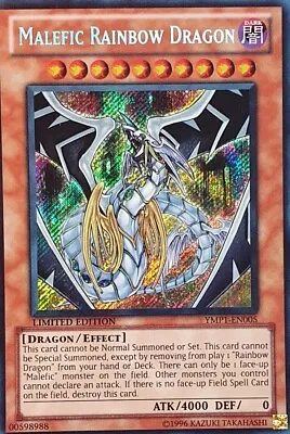 Yugioh Malefic Rainbow Dragon YMP1-EN005 Secret Rare Limited Edition 2011 NM • $15.95