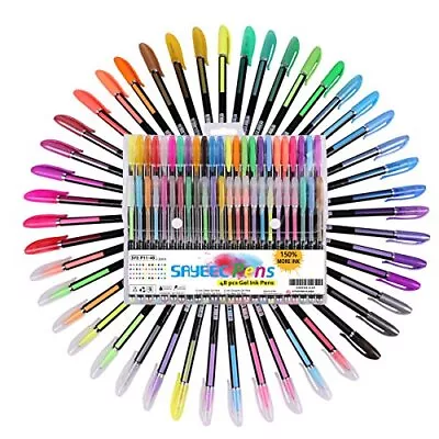 Glitter Metallic Gel Pen Set Coloring Neon Pens Set 48 Pack • $18.18