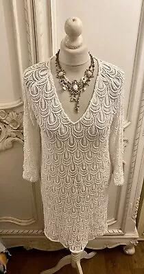 £9.99 • Buy Zara White Crochet Lace Mini Dress M